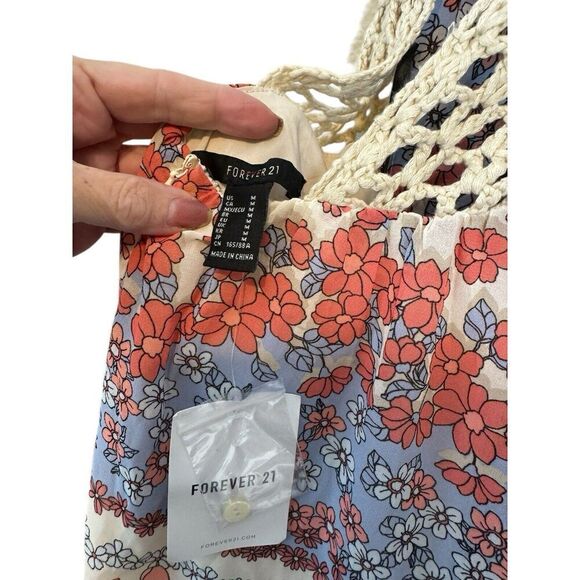 Forever 21 Maxi Dress Bohemian Retro, Hippie Long Sleeve Orange Rayon Sz M - Picture 9 of 9